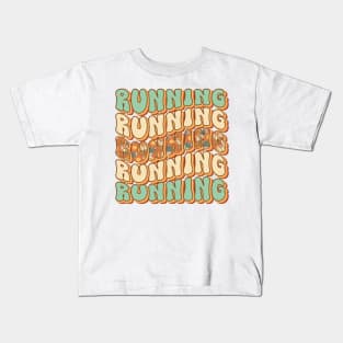 Retro quote  gift for running Vintage floral pattern Kids T-Shirt